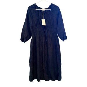 Universal Thread Black Midi Dress M 55% Linen & 45% Rayon New With Tags